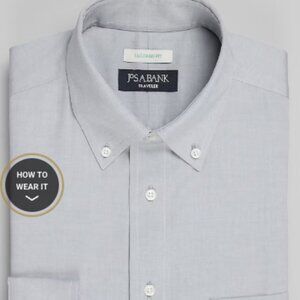 Jos A Bank Traveler Collection Tailored Fit Button-Down Dress Shirt 17 34/35 NEW